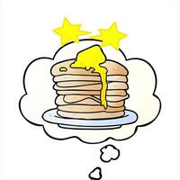 cartoon stack of pancakes with thought bubble in smooth gradient style creative drawing video
