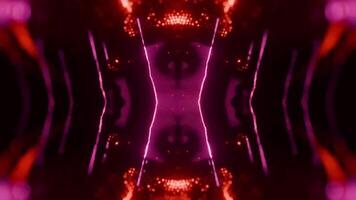 Abstract neon background with colorful beams of light. Futuristic studio concept with bright laser animation and reflective floor. Seamless loop. video