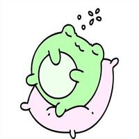 cartoon of a cute frog sleeping on a pillow creative drawing video