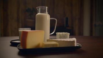 A delightful display of Fresh Dairy Products arranged beautifully on a Rustic Table Setting video