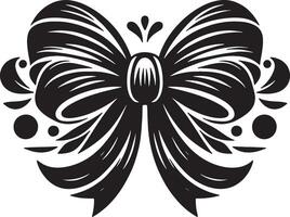 Simple Black Bow Ribbon Drawing for Design Use vector