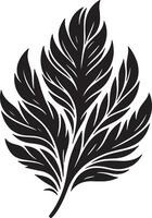 Decorative Feather Shaped Leaf Pattern in Silhouette Style vector