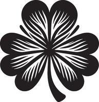 A black and white four leaf clover on a white background vector