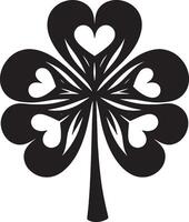 A four leaf clover with hearts in the middle vector
