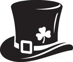 A black and white hat with a shamrock on it vector