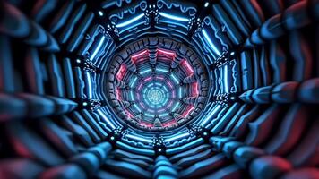 Neon Lights Tunnel Abstract 3D Render Background video