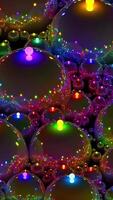 Distortion drop of liquid with holographic surface. 3D animation of an abstract neon rainbow wavy sphere. Seamless loop. Dynamic fashionable smooth moving abstract round shape video