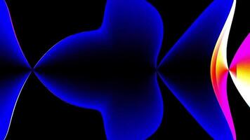 light pulses glide along curved neon lines. Abstract animated background of multicolored virtual ribbon with loop glowing in ultraviolet spectrum video