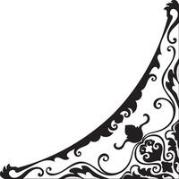 Classic black line corners with abstract patterns for vintage-style frames and borders. vector