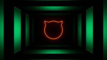 Turquise and Orange Strobe Cat Face Background VJ Loop in 4K video