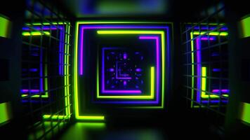 Purple and Lime Different Neon Lines Tunnel Background VJ Loop in 4K video