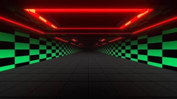 Turquoise and Red Fast Futuristic Hallway Background VJ Loop in 4K video