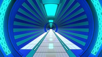 Blue and Cyan Bright Futuristic Corridor Background VJ Loop in 4K video