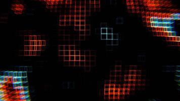 Cyan and Orange Neon Cubic Frame Waves Background VJ Loop in 4K video
