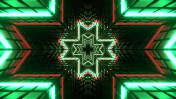 Red and Turquoise Neon Cross-Type Tunnel Background VJ Loop in 4K video