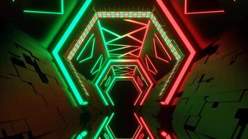 Red and Turquoise Futuristic Sci-Fi Corridor Background VJ Loop in 4K video