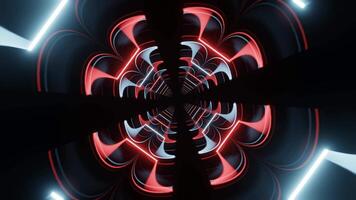 Lighting Blue and Red Neon Glow Clover Tunnel Background VJ Loop in 4K video