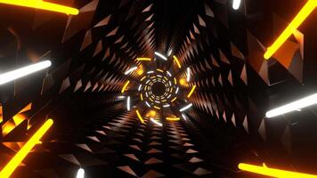 Orange and White Neon Spirals in Triangular Tunnel Background VJ Loop in 4K video