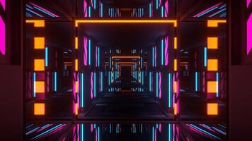 Cyan and Orange and Pink Blazing Neon Mirror Tunnel Background VJ Loop in 4K video