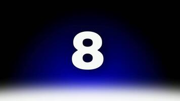 Countdown animation from 10 to 1 on a black video