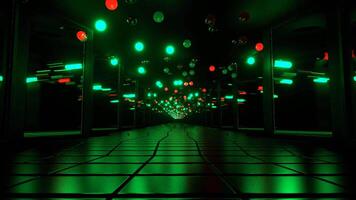 Red and Turquoise Boll Lamp Mirror Corridor Background VJ Loop in 4K video