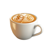 Cup of coffee with latte art. Chocolate coffee latte art png