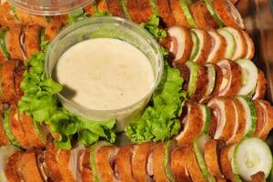 chicken cordon bleu with mayo dip photo