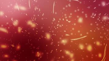 Chaotic 4K Loop of Glowing Particles on Red Background. Swirling Digital Dust with Sparkling Bokeh video