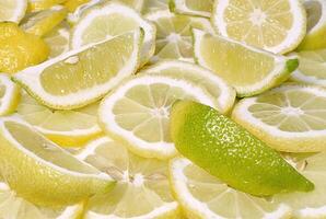 Fresh lemon slices background photo