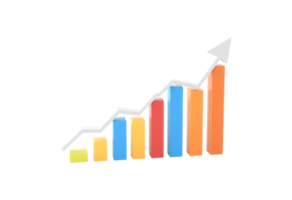 A graph chart with an arrow going up png