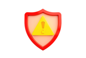 A red shield with a yellow warning sign on it png