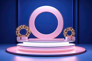3d rendering of a stage with a large round o photo