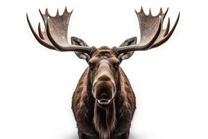 Moose head with large horns on a white background photo