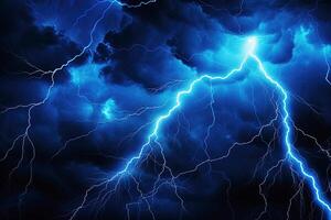 Lightning strikes over a dark sky with clouds photo