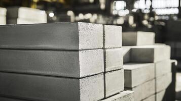 Concrete Blocks Stacked In A Factory Setting photo