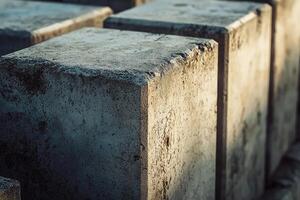 Concrete Blocks Arranged in a Row Outdoors photo