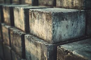 Stacked Concrete Blocks Showing Texture and Depth photo