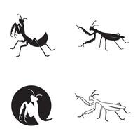 set praying mantis icon design template vector