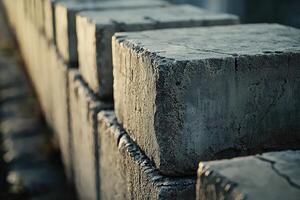 Concrete Blocks Form A Stacked Wall Structure photo