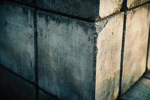Weathered Concrete Blocks Form A Corner Structure photo