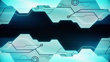 Abstract geometric circuit board digital data flow technology futuristic glow blue neon backgrounds. video