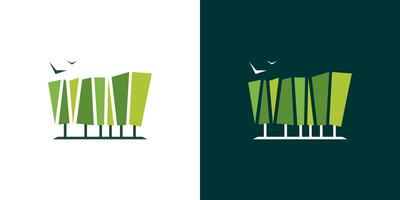 Tree abstract geometric icon logo pine forest nature design isolated vector
