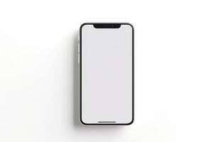 Mobile Phone Black and Silver Colored Design Concept. Empty mobile screen. Isolated on white background. photo