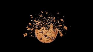 Chocolate Chip Cookie Breaking Animation with Transparent Background video
