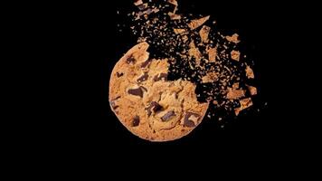 Shatter Effect Cookie Animation with Alpha Channel Chocolate Chip Explosion video