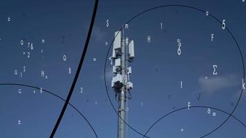 A Telecommunications Tower featuring Digital Elements set against an expansive Sky backdrop video