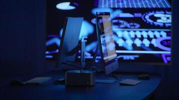 A futuristic workspace with advanced digital displays and technology that boosts productivity video