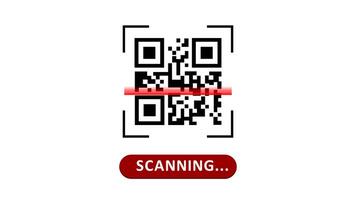 scan QR code barcode payment animation. QR Scanning Verification white red line animation video