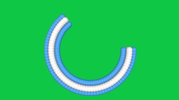 3D round circle or loading element animation on green background. CG VFX footage video