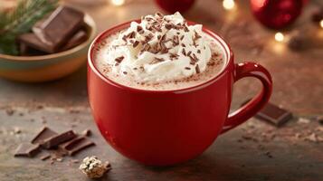 Mug of Rich Hot Chocolate with Whipped Cream photo